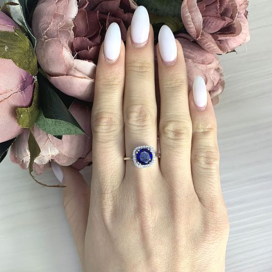 Silver ring with a 1.741-carat nano sapphire