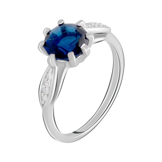 Silver ring with nano 1.545ct sapphire, fianites