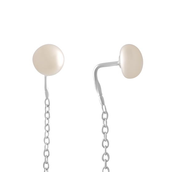 Silver Earrings with 2 ct Pearls