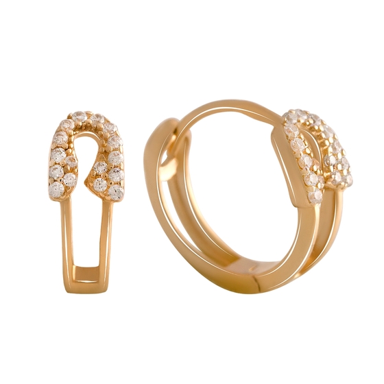 Gold Earrings with Fianites