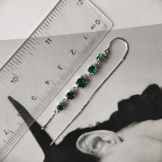 Серебряные серьги с изумрудом nano 1.871ct
