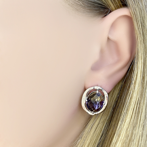 Silver earrings with ametrine nano 7.113ct