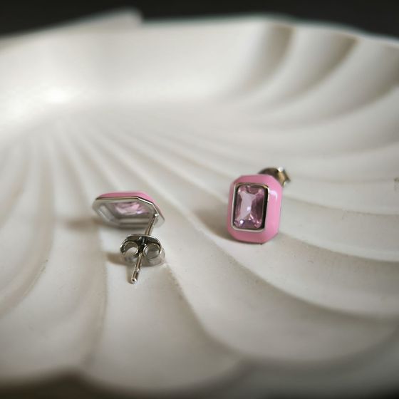 Silver earrings with phianites, semallu