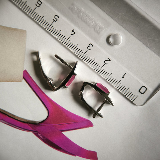 Silver Earrings with a 1.625-carat Ruby