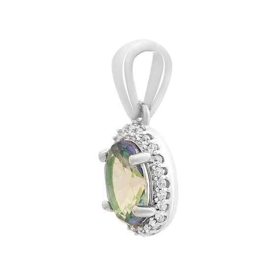 Серебряная подвеска с мистик топазом 1.108ct, фианитами