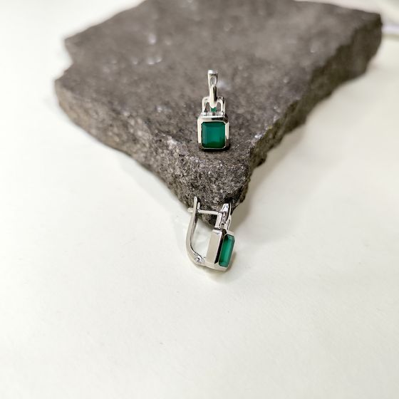 Серебряные серьги с агатом 2.892ct