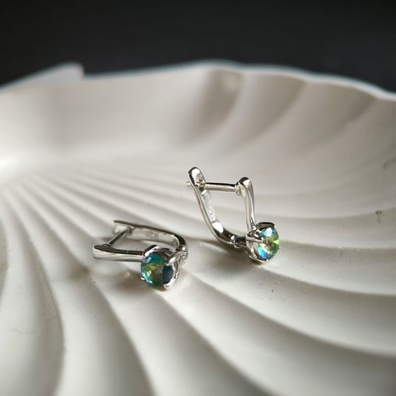 Silver earrings with a 0.783-carat mystic topaz