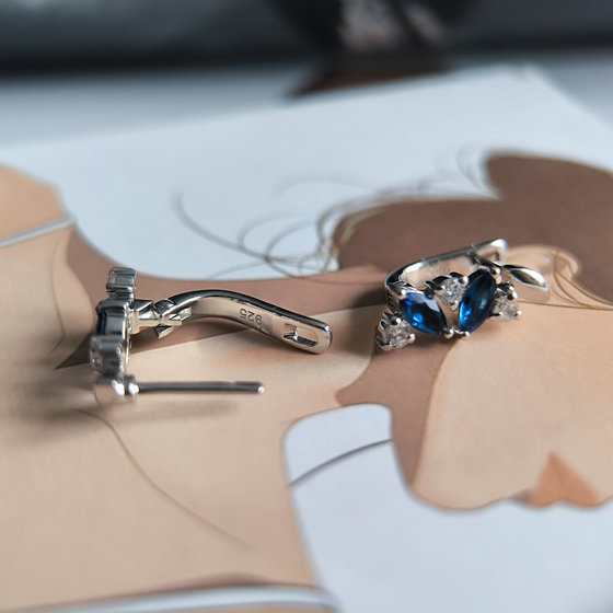 Silver earrings with nano sapphire 1.45ct
