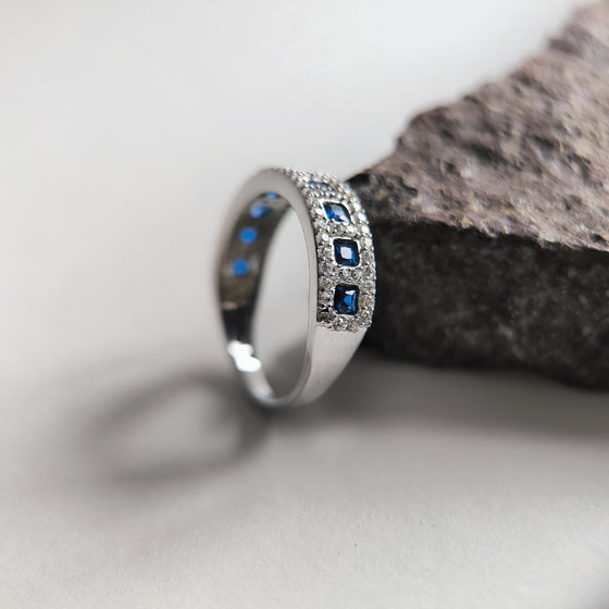 Silver ring with sapphire nano 1.213ct