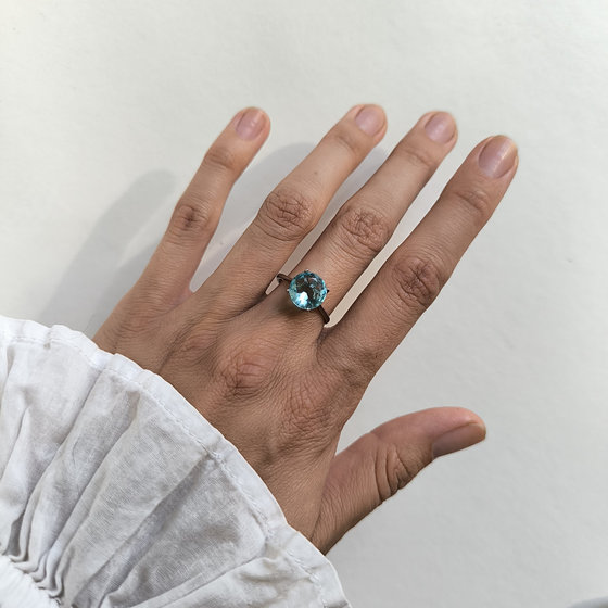 Silver ring with cubic zirconia
