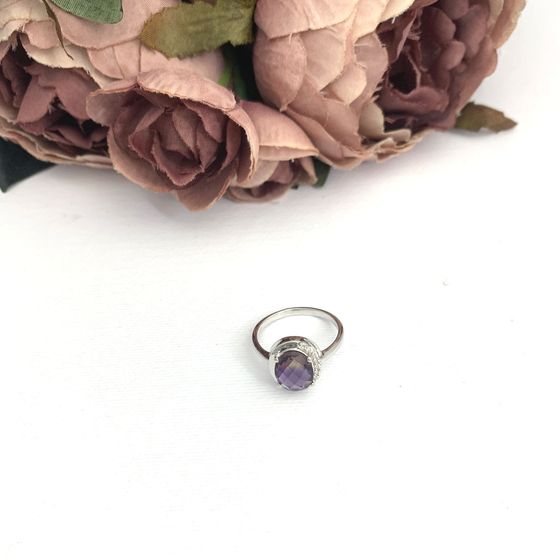 Silver ring with 0.6-carat nano ametrine
