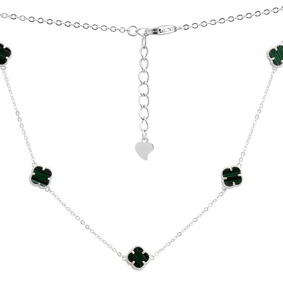 Silver necklace with malachite
