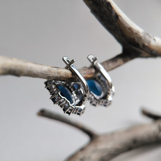 Silver earrings with nano sapphire 9.87ct