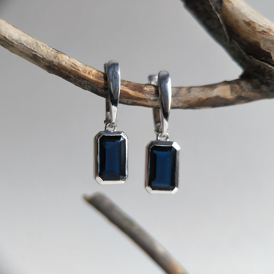 Silver earrings with nano sapphire 3.65ct