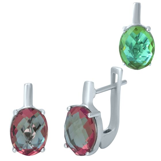 Silver earrings with 5.372 carats of sultanite