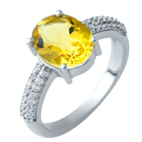 Silver ring with citrine nano