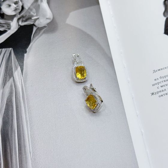 Срібні сережки з цитрином nano 6.362ct