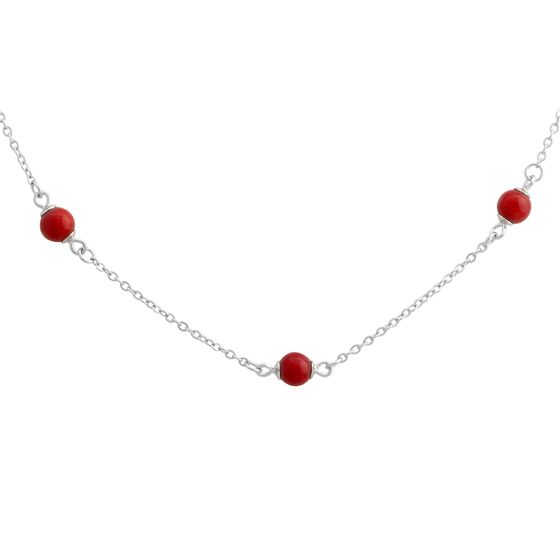 Silver necklace with coral