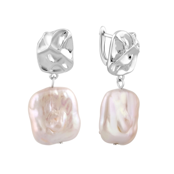 Silver earrings with baroque pearls