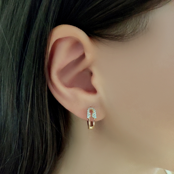 Gold Earrings with Fianites