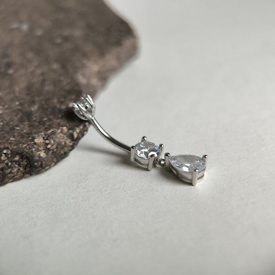 Silver piercing with phianites