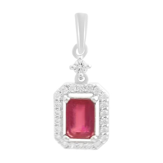 Silver pendant with 1.871ct ruby and cubic zirconia