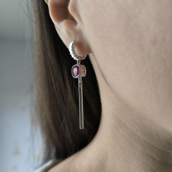 Silver earrings with ruby