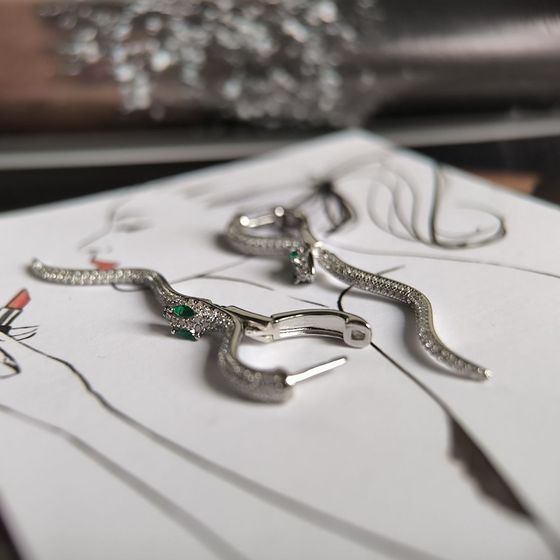 Silver Earrings with Fianites
