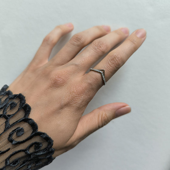 Silver ring with cubic zirconia