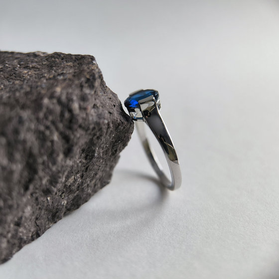 Silver ring with a 0.907-carat nano sapphire