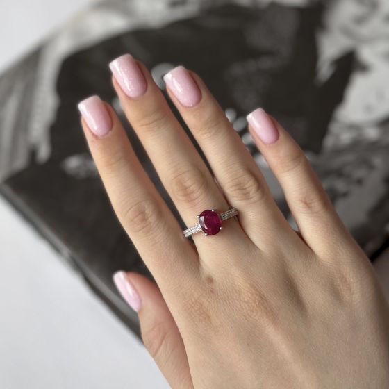 Silver ring with a ruby