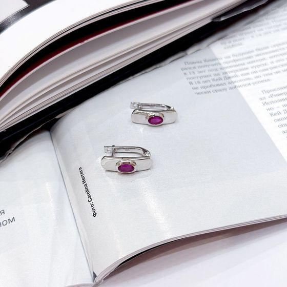 Срібні сережки з рубіном 1.163ct