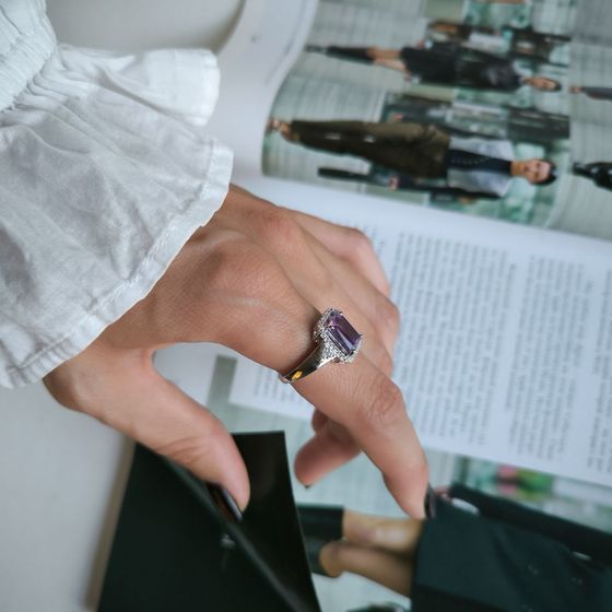 Silver ring with amethyst
