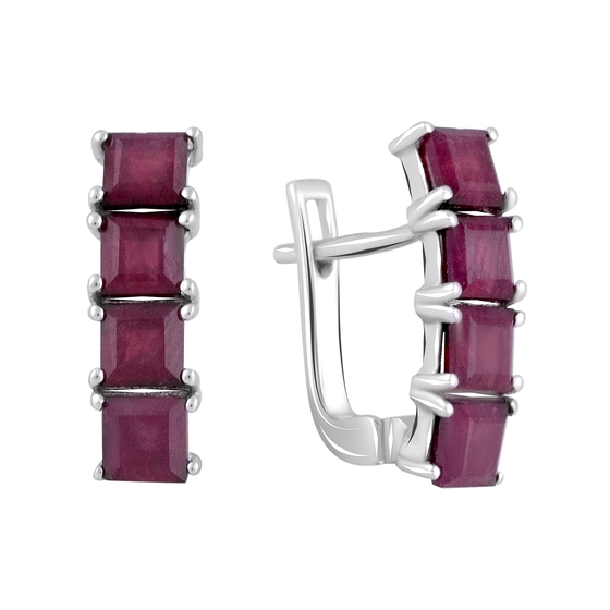 Silver Earrings with a 3.669-carat Ruby
