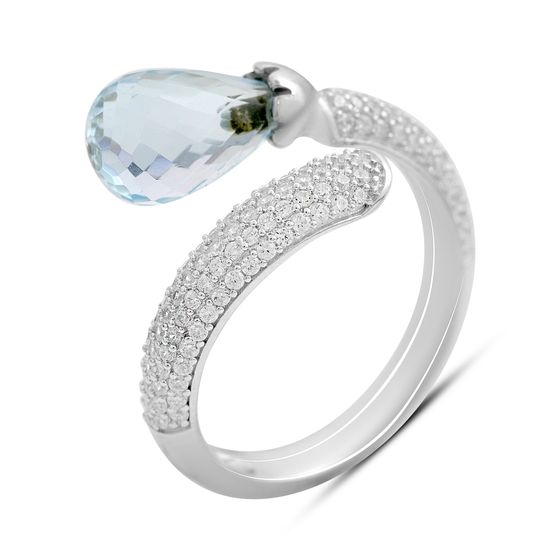Silver ring with 5.49ct topaz and cubic zirconia