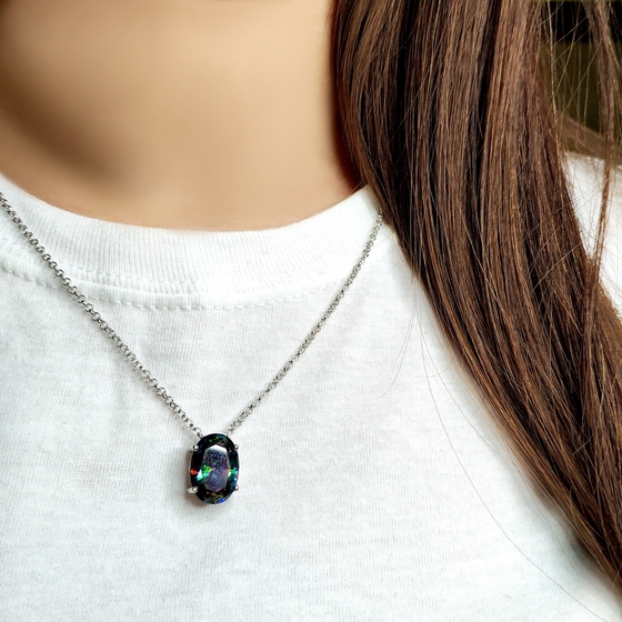 Silver necklace with mystic topaz 9.78ct