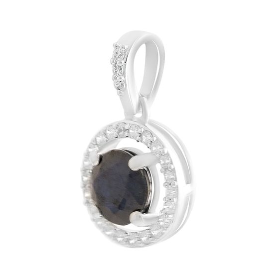 Silver pendant with 1.356ct sapphire, cubic zirconia
