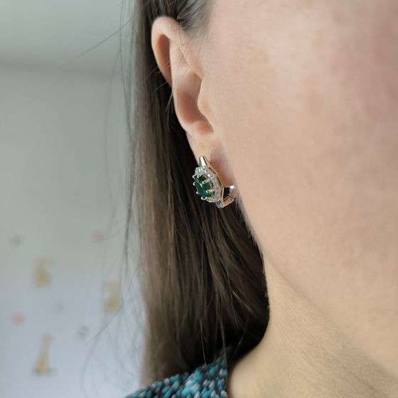 Silver earrings with emerald nano 2.802ct