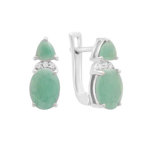 Silver Earrings with a 2.449-carat Emerald