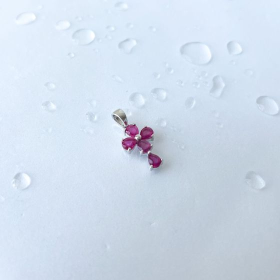 Серебряный крестик с рубином 2.26ct