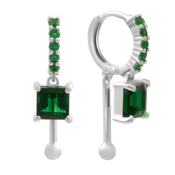 Серебряные серьги с изумрудом nano 2.295ct