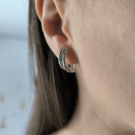 Silver earrings without stones