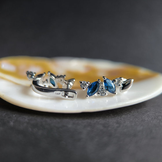Silver earrings with nano sapphire 1.45ct
