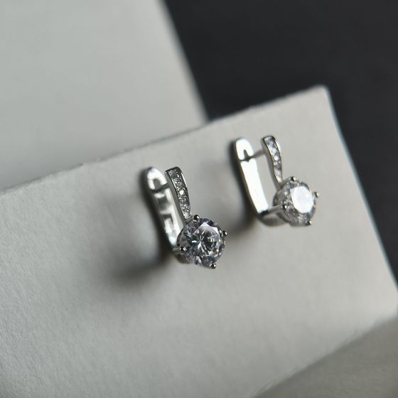 Silver Earrings with Fianites