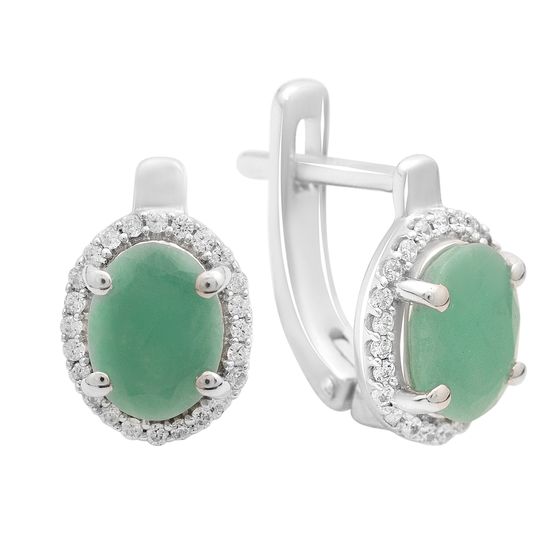 Срібні сережки зі смарагдом 2,9 карата