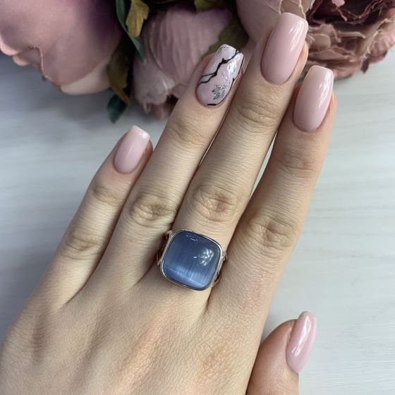 Срібна каблучка з котячим оком 10.24ct