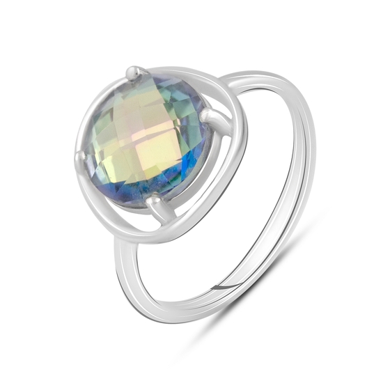 Silver ring with a 6.427-carat mystic topaz