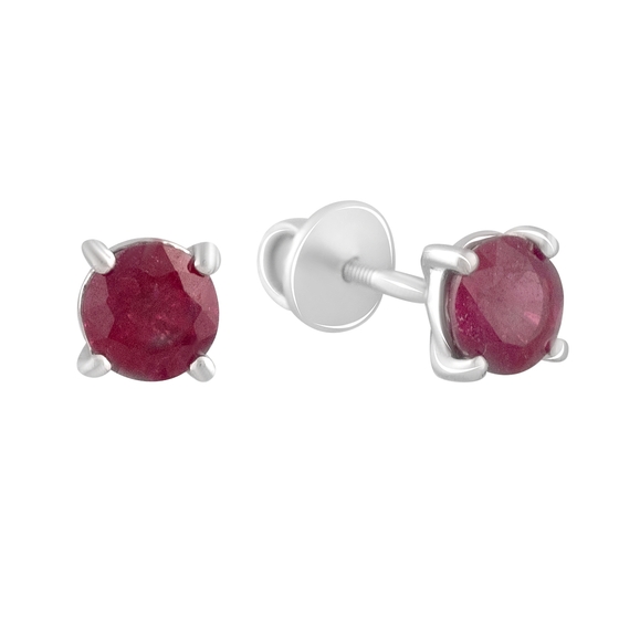 Silver earrings with a ruby