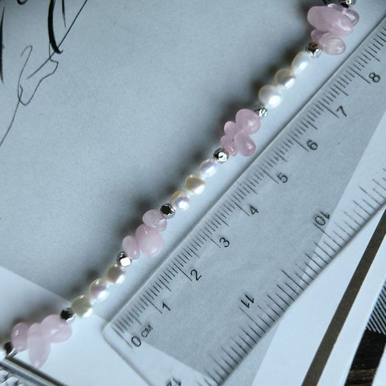 Silver bracelet with quartz, baroque pearls