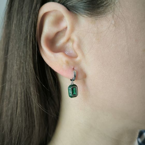 Silver earrings with phianites, semallu